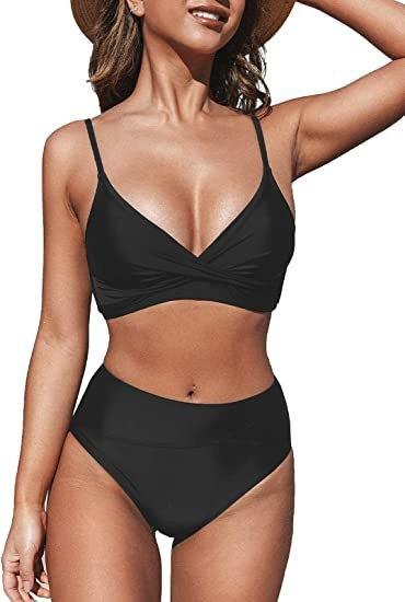 

Popular Ladies Split Bikini Skinny Sexy High Waist V Kink Adjustable Skinny Strap S чёрный
