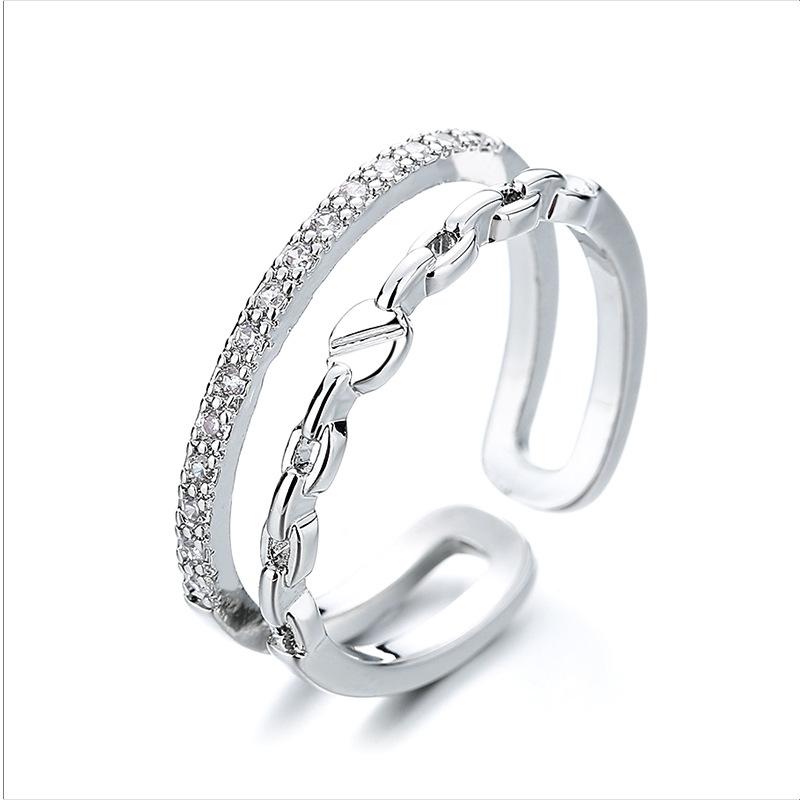 925 Sterling Silver HipHop Ring Open Adjustable Silver/Gold for Women Exquisite Student Girlfriend Jewelry Wedding Party GiftG