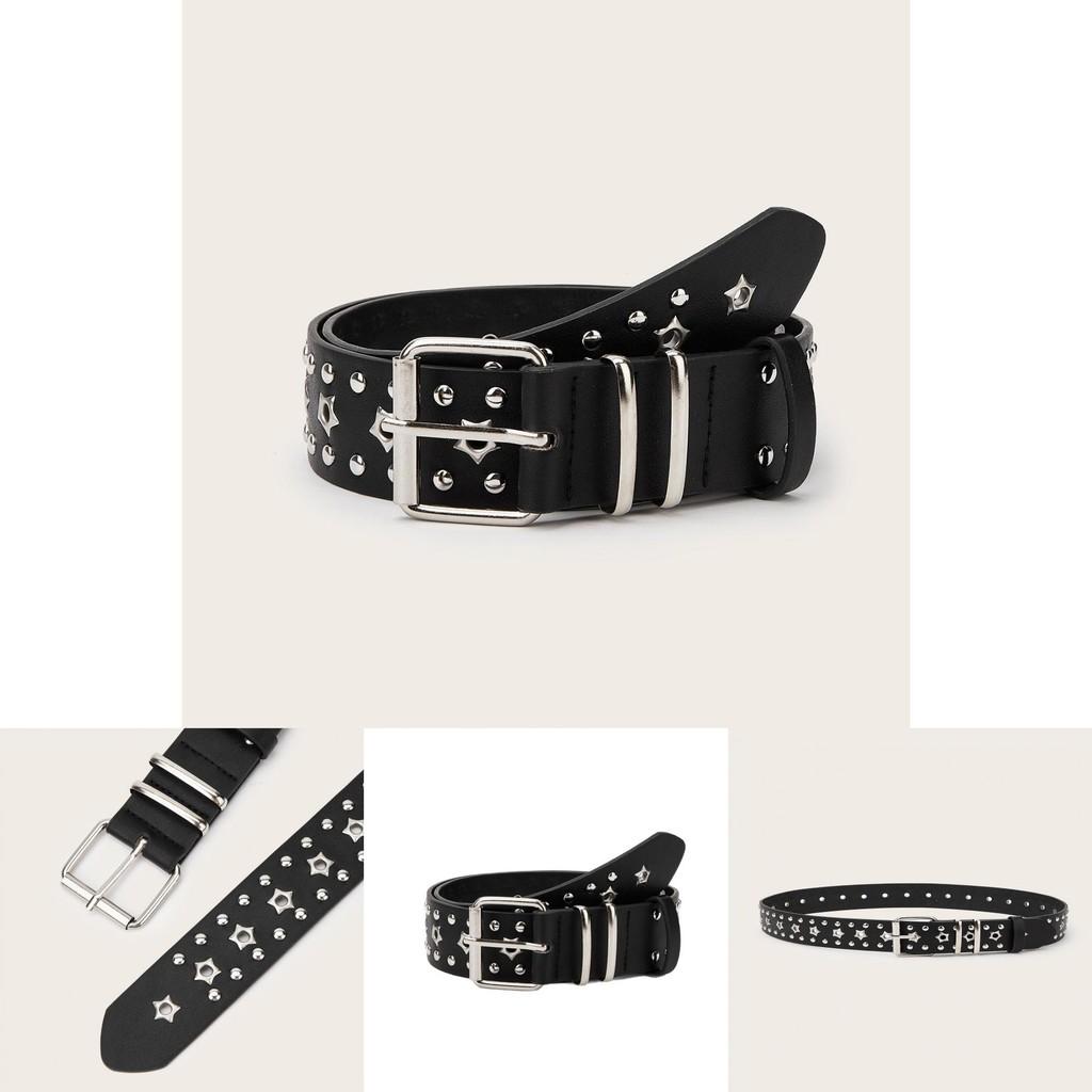 Fashionable Solid Color Star And Rivet Decor Women Belt For Casual Denim And Office Wear