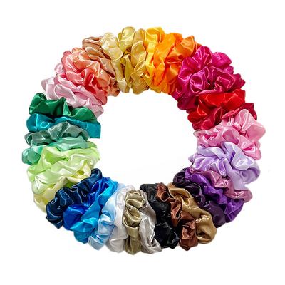 European and American Solid Color Large Intestine Hair Band Satin Head Flower Korean Version Headrope Hair Accessories Tie Head Rubber Band