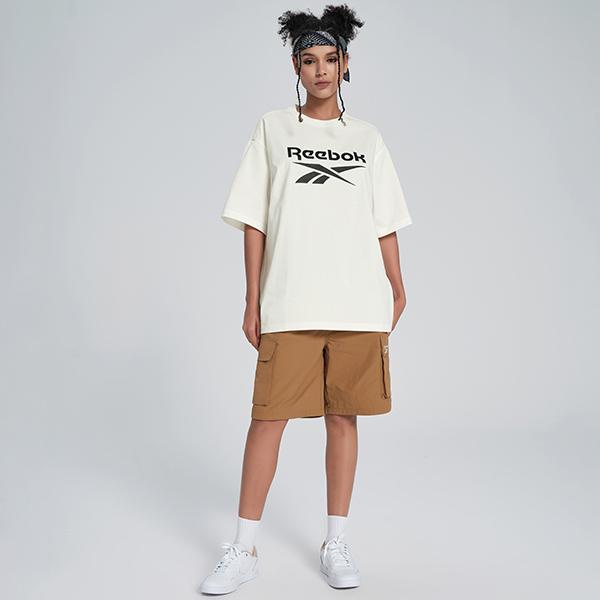 Reebok Logo Print Sports Casual Short Sleeve T-Shirt Unisex Tops White 24SRM409UGW1