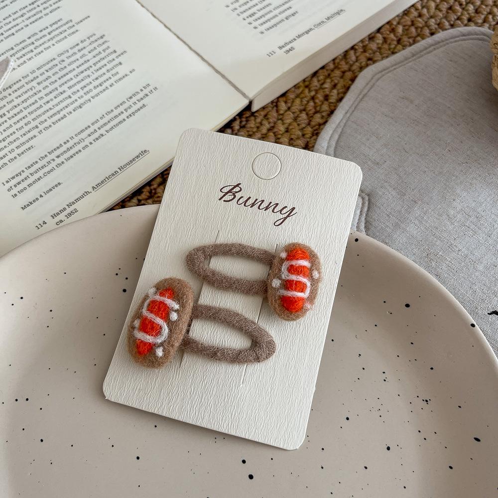 Wool Felt Cartoon Bread Slices Biscuits BB Clip Cute Bangs Side Clip Hairpin Funny Hair Clip Children's Hair Accessories