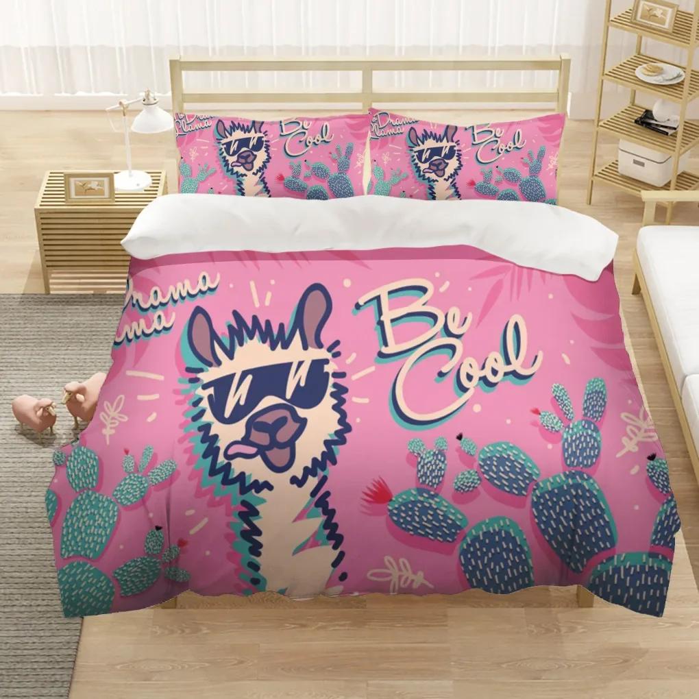 Alpaca Duvet Cover King/Queen Size Alpacas In Love Pattern Bedding Set Black White Argentina Animal 2/3Pcs Polyester Quilt Cover