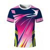 Sports Tee High Elastic Quick Dry Gradient Geometric Print Breathable Training Top