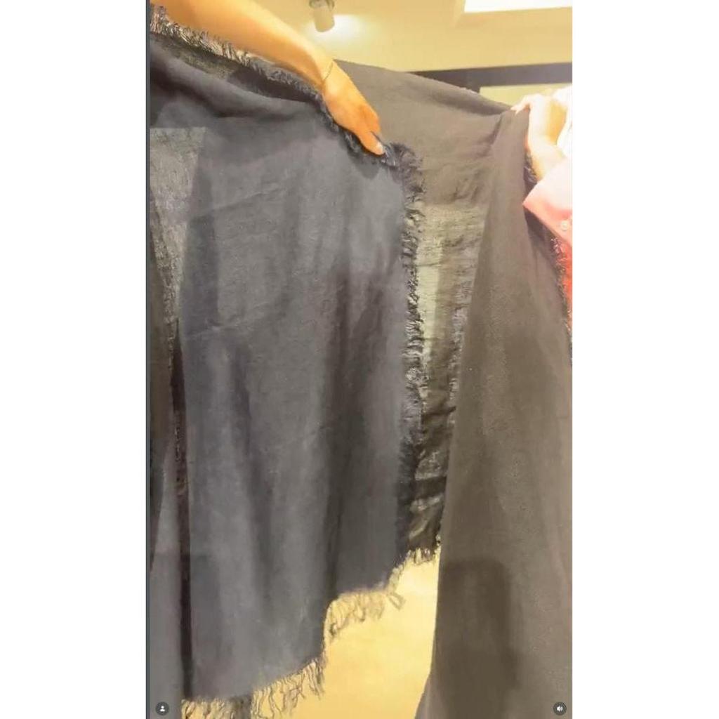 Used New with Tags, Plant-dyed, Asauce Meler Organic Linen Stole, Black, Rare