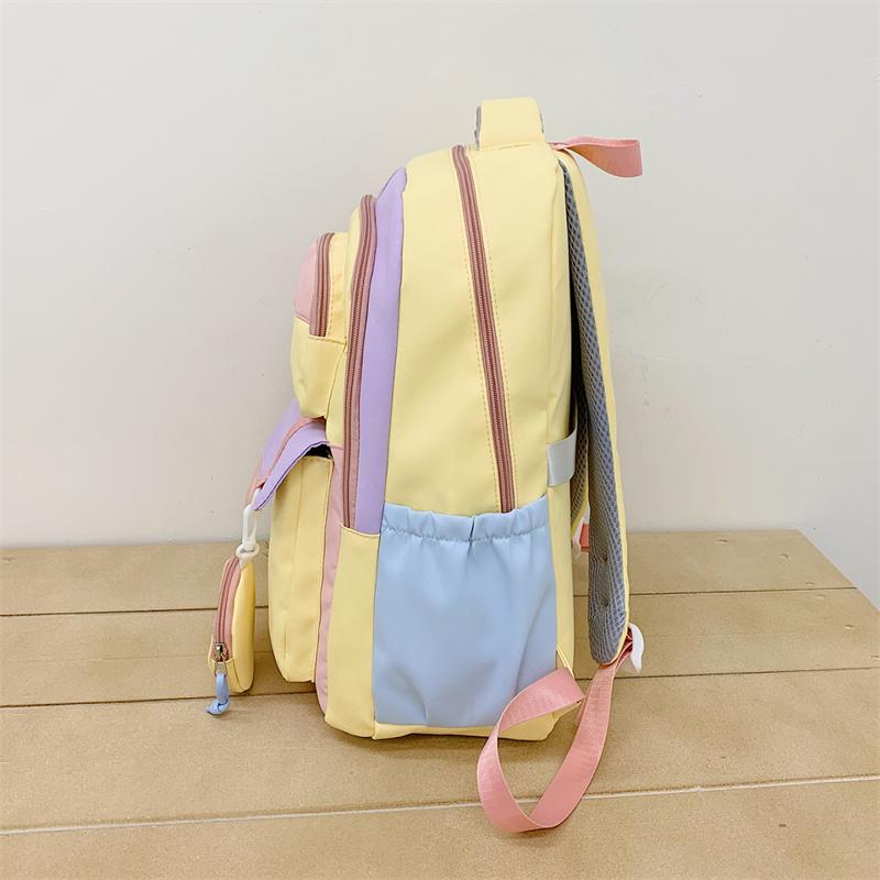 Large Capacity Girls Backpack Color Contrast Student Schoolbag