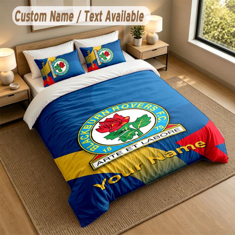 Bedding Set 1 Duvet Cover 2 Pillowcases Blackburn Rovers Football Print Soft Bed Linen Bedroom Decor