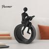 Light Luxury Room Desktop Accessory 3D Printed Reading Figurine, Abstract Reader Statue for Home Hollow Ring Base Decor Decor, Modern Minimalist