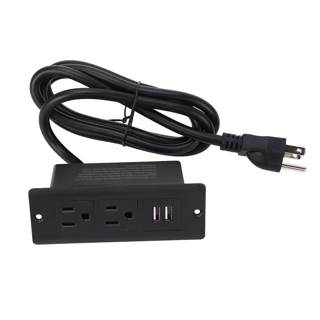 Conference Recessed Power Strip Table Furniture Outlet 2 AC Sockets 2 USB Ports 1.5m Cord