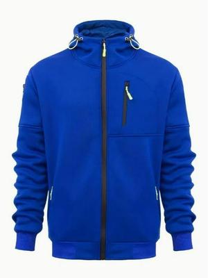 European Men's Bestseller Hoodie Jacket - Casual Sports Style with Zippered Arm and Multi-Pocket Design
