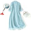 Floral Embroidered Cheongsam Women Retro Short Sleeve Chiffon Dresses Chinese Style Vintage Tang Dresses Summer Fashion