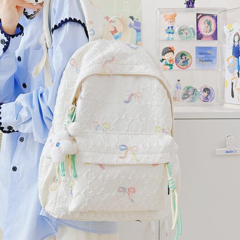 Bowknot Backpack Print With Comfortable Shoulder Straps For School Outings And