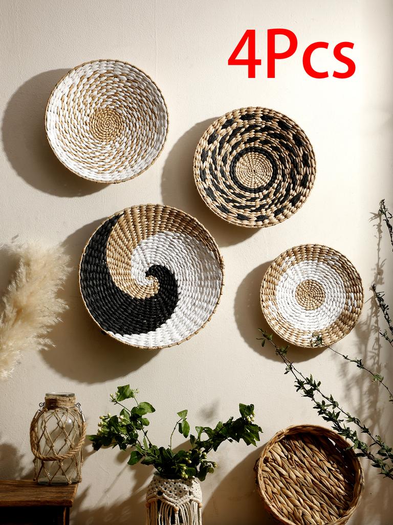 Seagrass Article Wall Basket Hanging Decor Handmade Boho Home Decoration Room Decors Aesthetic for Living Room Bedroom Ornament