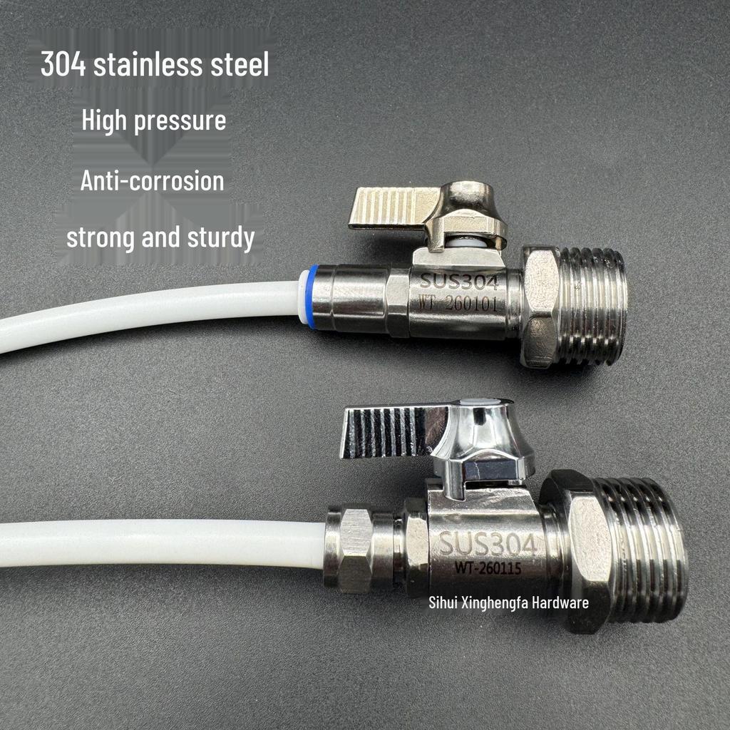 Stainless Steel Water Purifier Valve 304, Straight Through, 2-Point/3-Point, 1/2, 3/8 Inch PE Pipe, Pure Water Inlet Faucet
