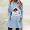 Autumn Winter Loose-Fit Christmas Letter Print Plush Hoodie with Pocket