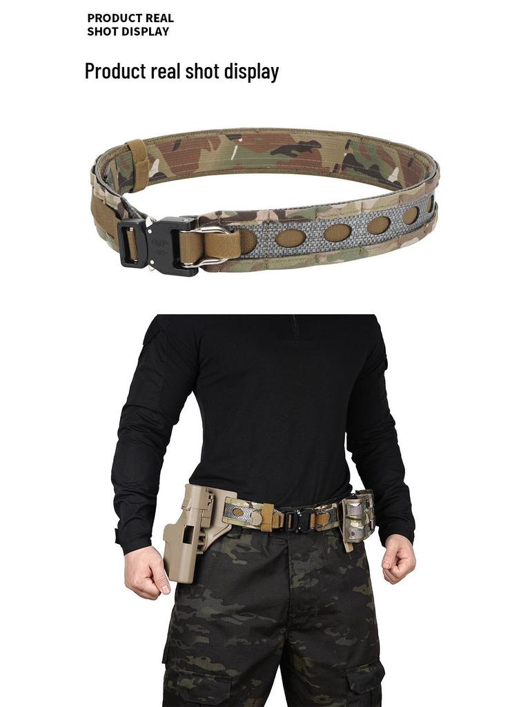 Bison Lightweight Double Layer Tactical Belt with Quick Release Metal Buckle