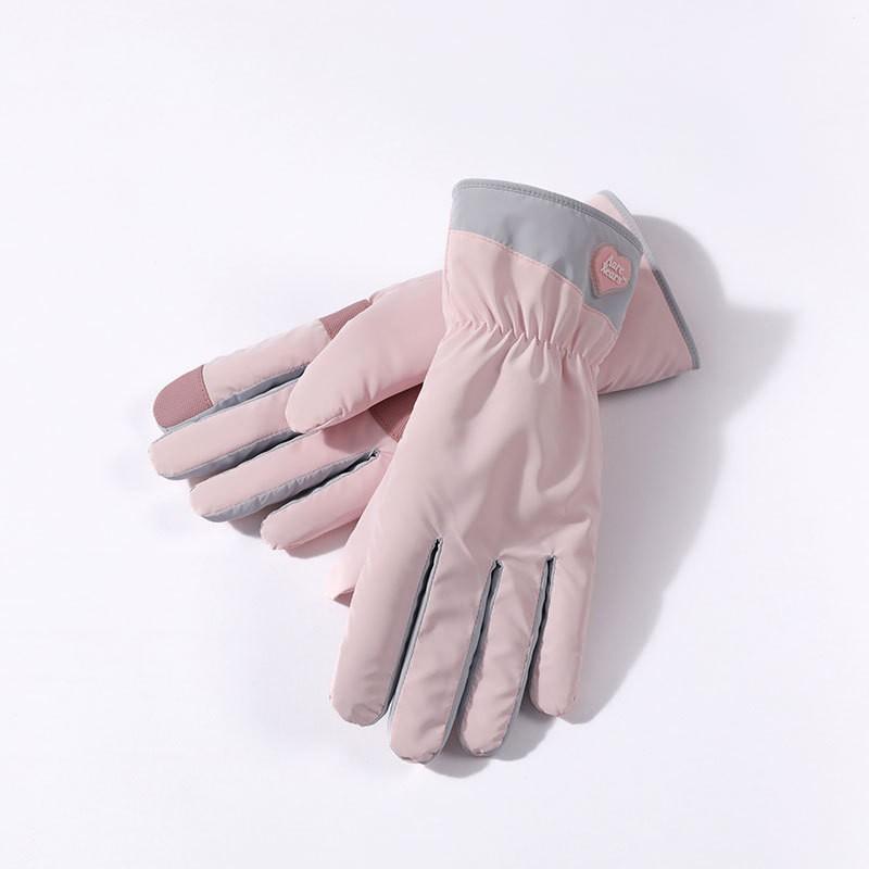 Warm Touchscreen Gloves Women Bow Decor Fleece Lined Windproof Cycling Driving