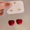 Dark Red Cherry Dangle Earrings for Women Trendy Fruit Cute Acrylic Round Long Cherries Drop Earrings Party Elegant Jewelry Gift