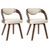 Dining Chairs 2 Pcs Cream Colored Bentwood Frame and Faux Leather