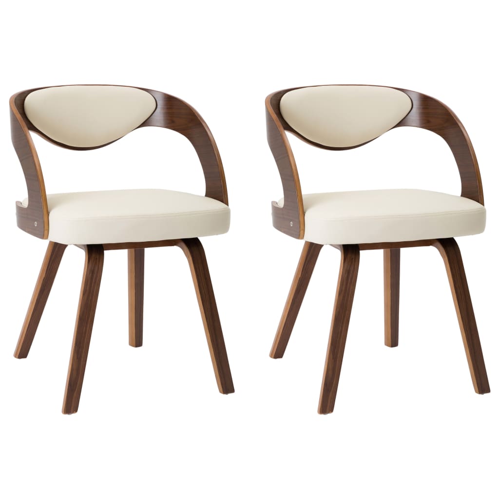 Dining Chairs 2 Pcs Cream Colored Bentwood Frame and Faux Leather