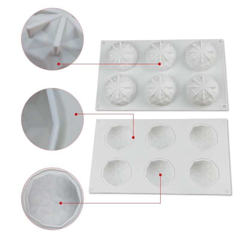 

Алмазные силиконовые формы для торта, 6 отверстий, шоколадные формы для выпечки, десертная форма для льда, мусс, сделай сам, инструменты для украшения кондитерских изделий