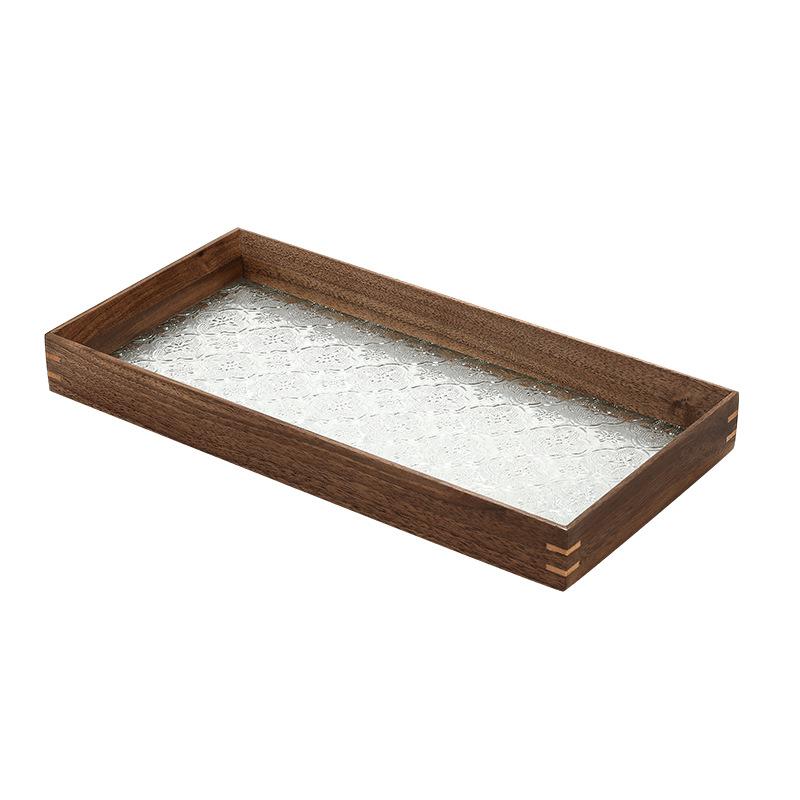 HeMu Set de decorațiuni de masă vintage din sticlă cu flori de cireș și măr, tavă din lemn, ceai aromaterapie, tavă pentru recepție cu ceai de mare