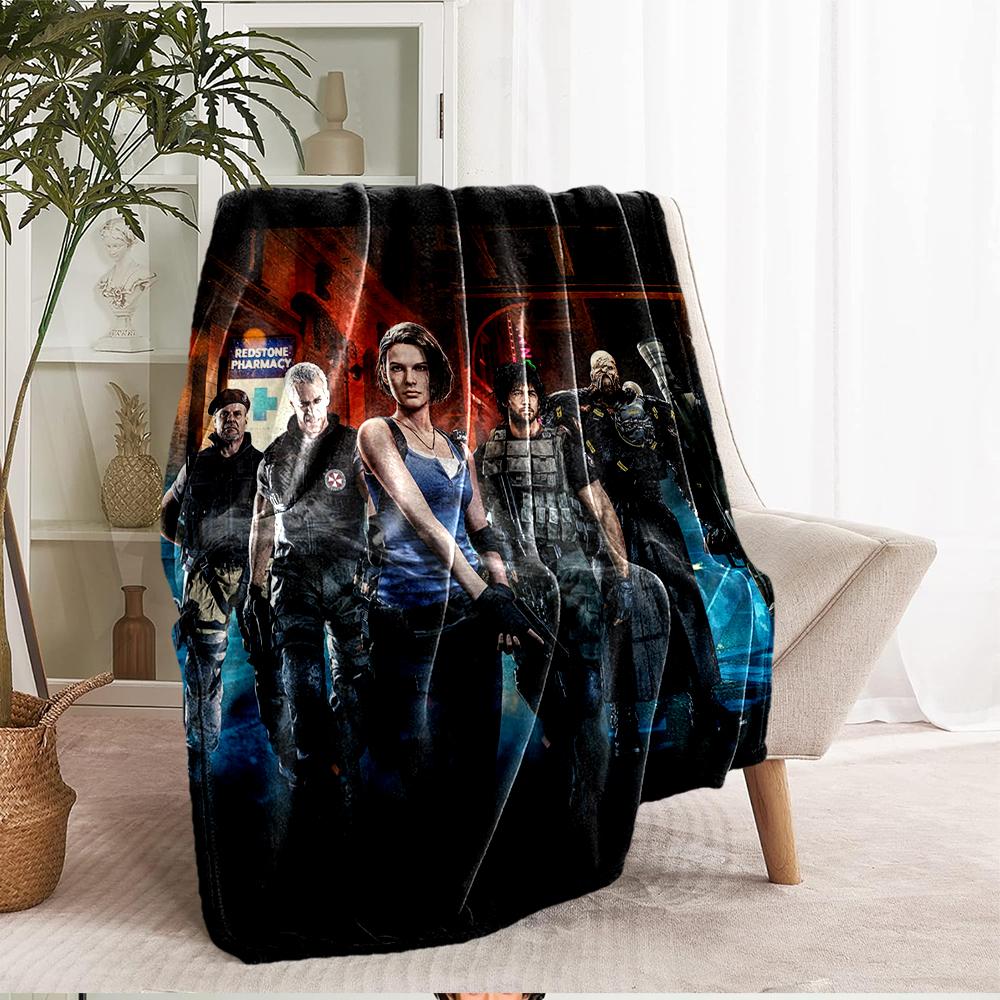 Resident Evil Theme Printed Blanket - Perfect for Couch, Bed, Travel & Outdoor Use | Machine Washable, Cozy & Durable.