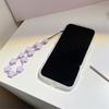 iPhone 11 Case with Cute Purple Flower Floral Pattern Design Aesthetic Women Teen Girls Flower Lens Protection Case for iPhone 11 +Chain-Flower