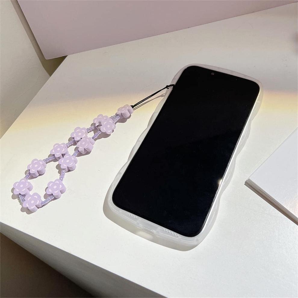 iPhone 11 Case with Cute Purple Flower Floral Pattern Design Aesthetic Women Teen Girls Flower Lens Protection Case for iPhone 11 +Chain-Flower