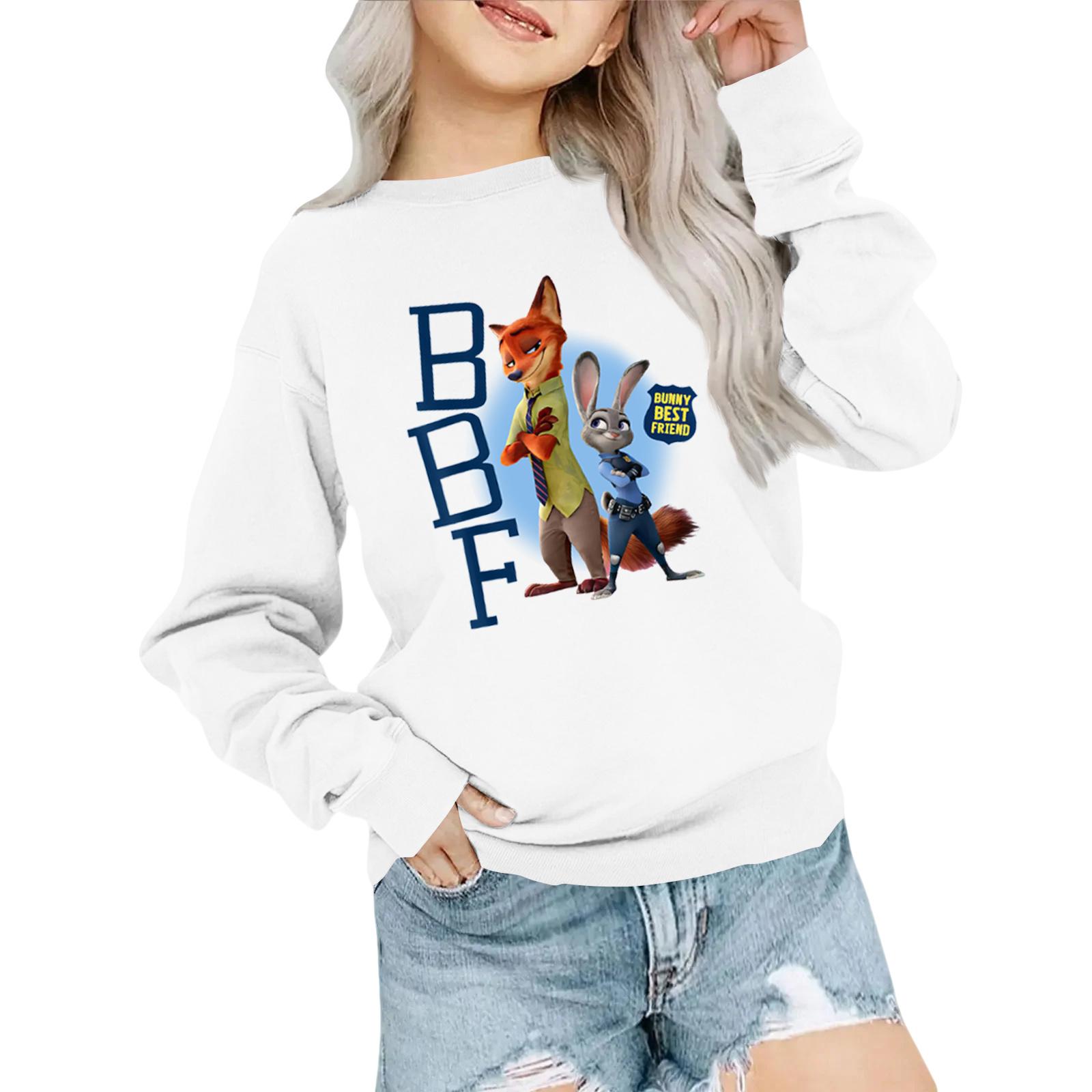 

Дитячий Модний Вільний Повсякденний Світшот з Довгим Рукавом та Принтованим Коміром 100 білий