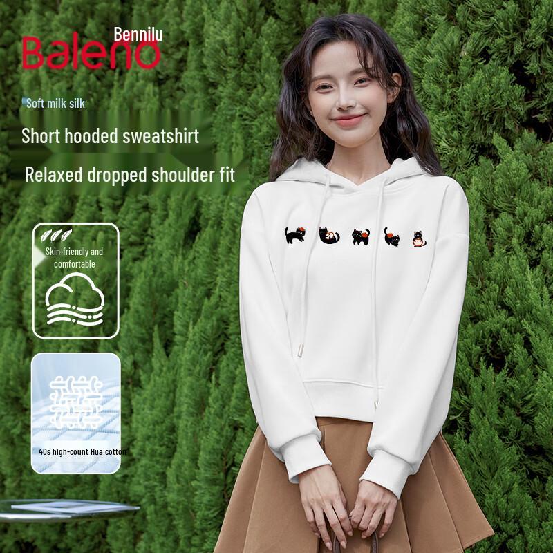 Baleno Women's Short Hooded Long Sleeve Sweatshirt
