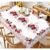 Pink Red Rose Floral Print Tablecloth for Table Decor Washable Elegant Flowers Kitchen Dining Table Cloth Wedding Decorations