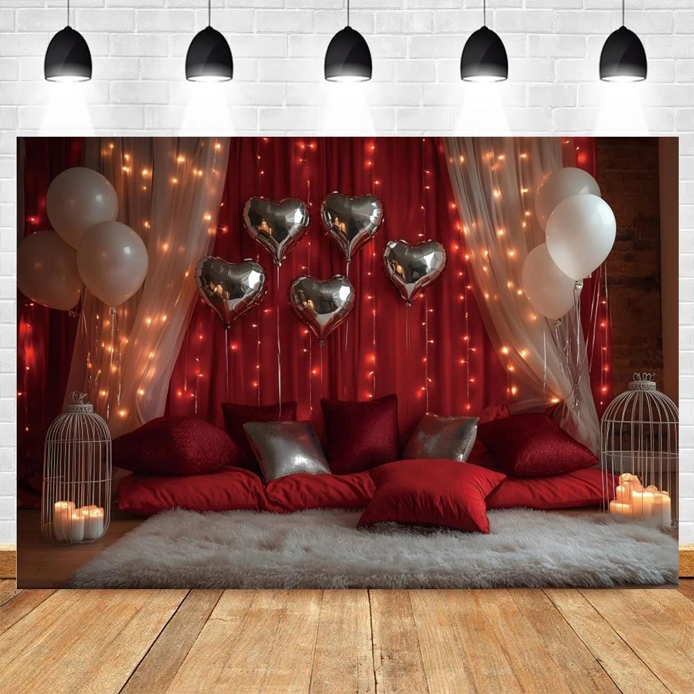 Romantic Valentine's Day Red Rose Love Candle Photography Banner Background, Indoor Scene Couple Photo Shooting Studio Backdrop