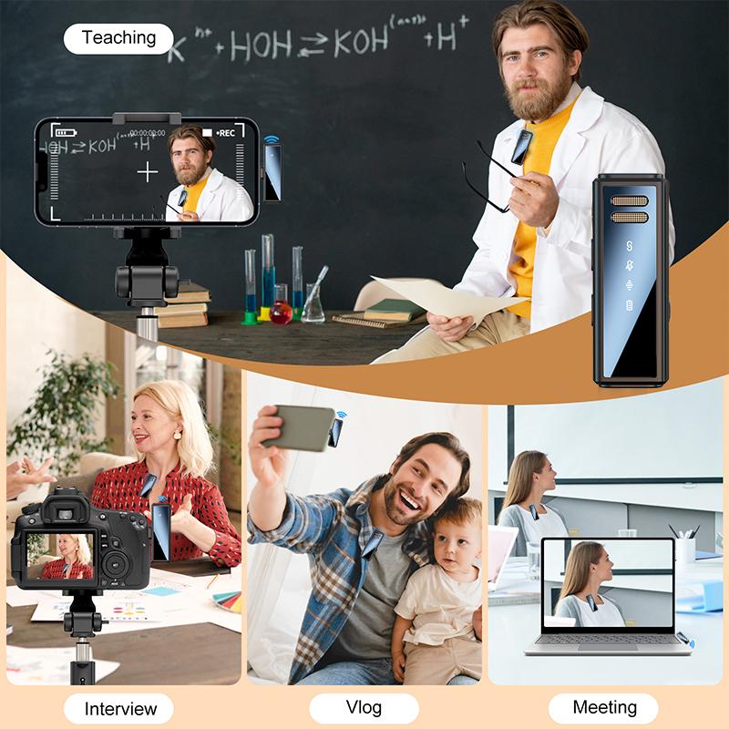 Wireless Lapel Microphone Lavalier Mic Noise Reduction Live Interview Mobile Phone Recording for iPhone Type C with Charging Box