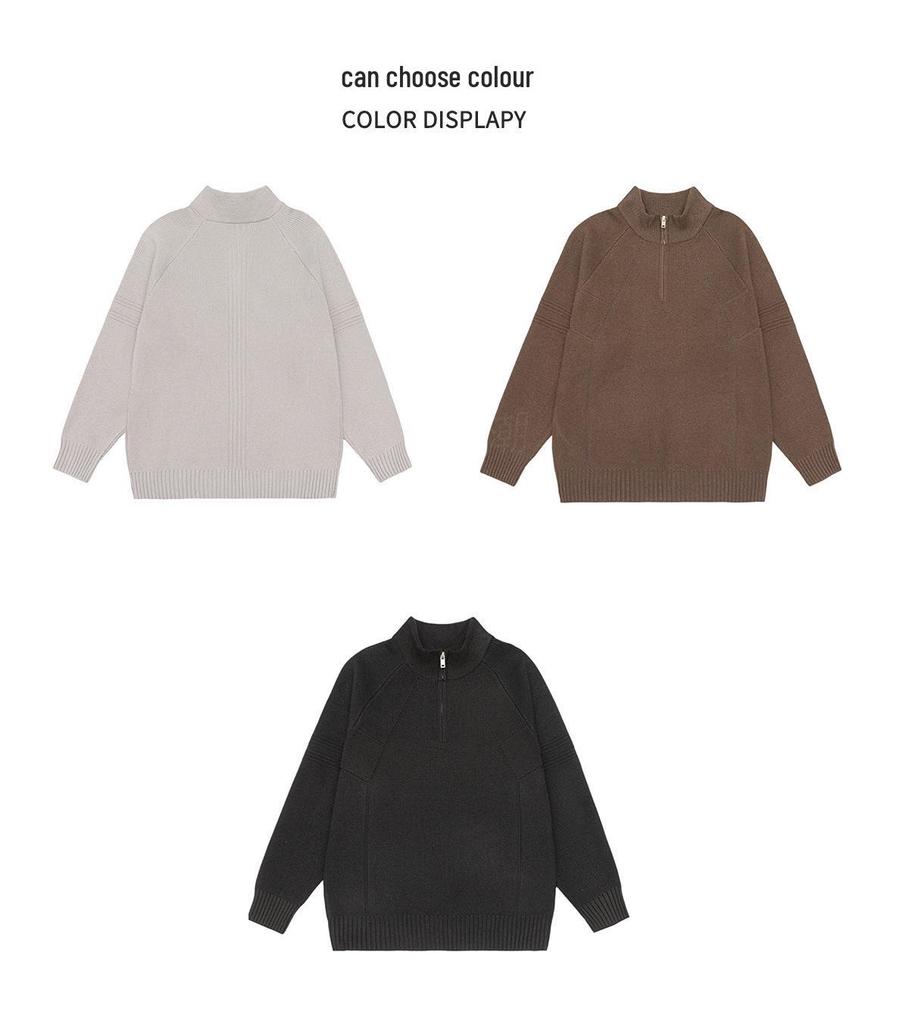 2025 Men's High Neck Zipper Sweater - American Style Autumn/Winter Knit Pullover, High-End Outerwear, Plus Size Available