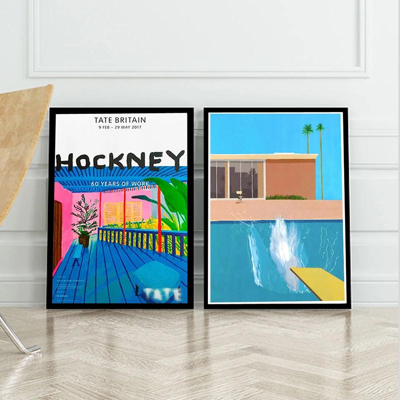 Vintage David Hockney Pittura su tela Nordic Exhibition Poster e stampe Immagini murali per la decorazione della parete del soggiorno Cuadros