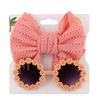 2Pcs/Card Daisy Baby Sunglasses Eyelet Bow Headband Set Elastic Nylon Hair Bands Seaside Sun Glasses Kids Headwear