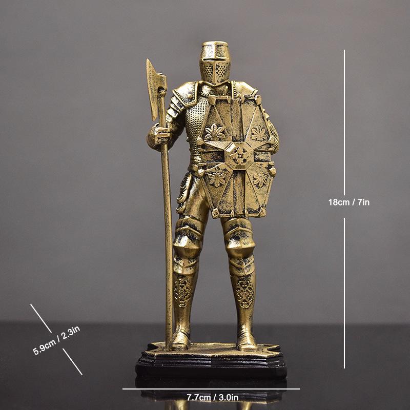 Nordic Victory Knight Resin Figurine: High-End Vintage Office Decor