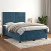 Maison Exclusive - Dark Blue Bed Slat Base and Mattress 140x190cm Velvet
