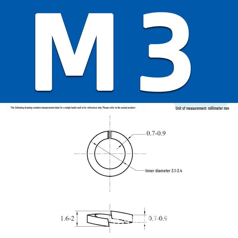 304 Stainless Steel GB93 Spring Elastic Washer M1.6-M16
