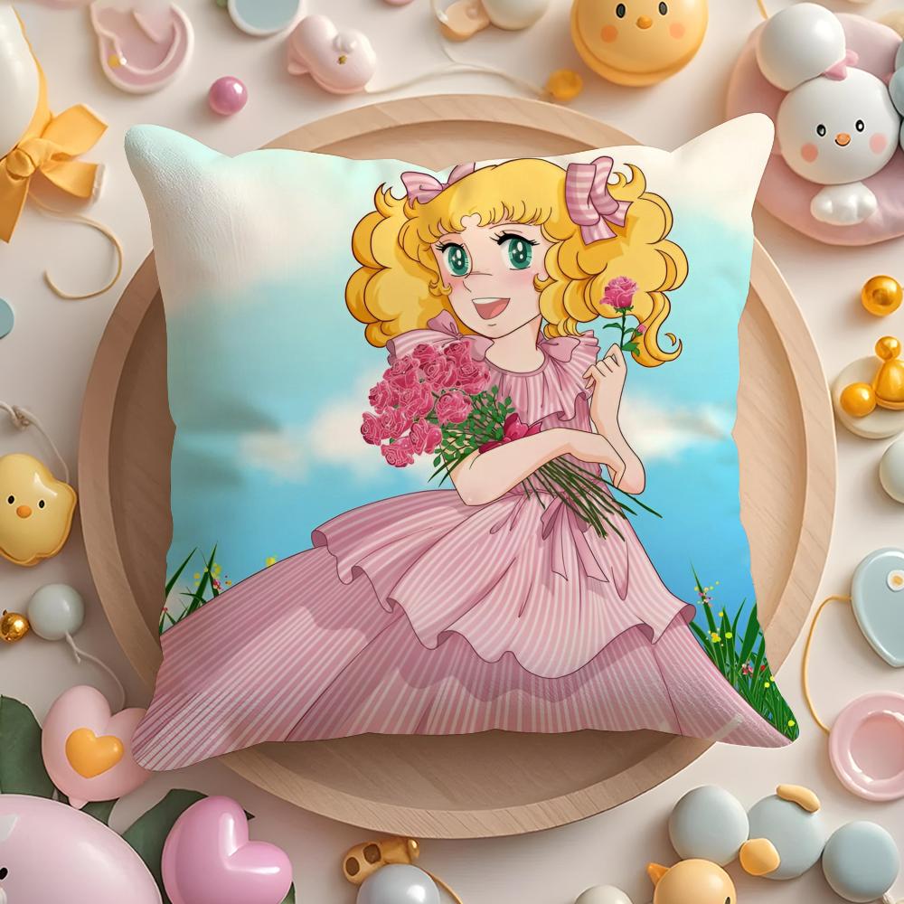 C-Candy Candy Anime Cushion Cover Plush Fabric Soft Double-Sided Printed Sofa Warm Winter Home Gift Pillow Cover