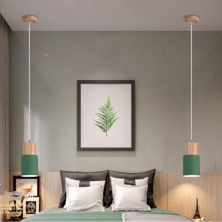 Nordic Solid Wood Macaron Pendant Light - Modern, Creative Lighting for Restaurants, Bars, and Bedrooms.