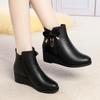 Women's Wedge Heel Fleece-Lined Short Boots for Autumn and Winter - Versatile and Warm for Seniors
