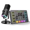 FIFINE Dynamisches USB/XLR-Streaming-Mikrofon, Gaming-Audio-Mixer, PC-Mixer RGB