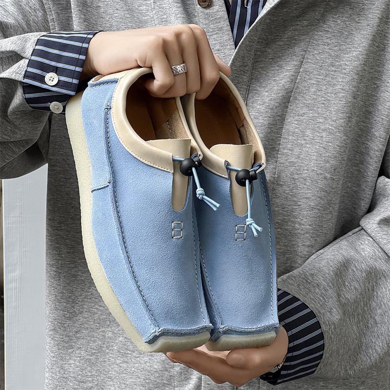 

2026 Fashion Loafers Mens Genuine Leather Shoes Flat Soft Cool Street Style Casual Shoes Male Footwear Blue Yellow Plus Size 46 45