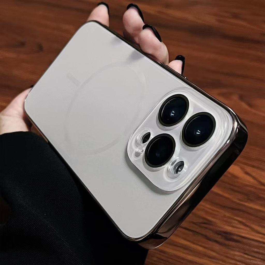 Vékony Kör Erős Mágneses Rögzítés Alkalmas IPhone16promaxhoz Puha Szélű AG Matt Apple 15 Kristály Lencse 13 Mobiltelefon Tok