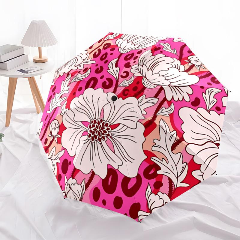 1pc Floral Pattern Automatic Open/close Folding Umbrella, Compact Portable Travel Umbrella, Cute Umbrella, Durable Construction Yy260328020