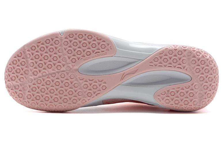 Li Ning Raid Rubber Cushioning, Wear Resistant Low top Badminton Shoes Unisex White Red AYZT009-2