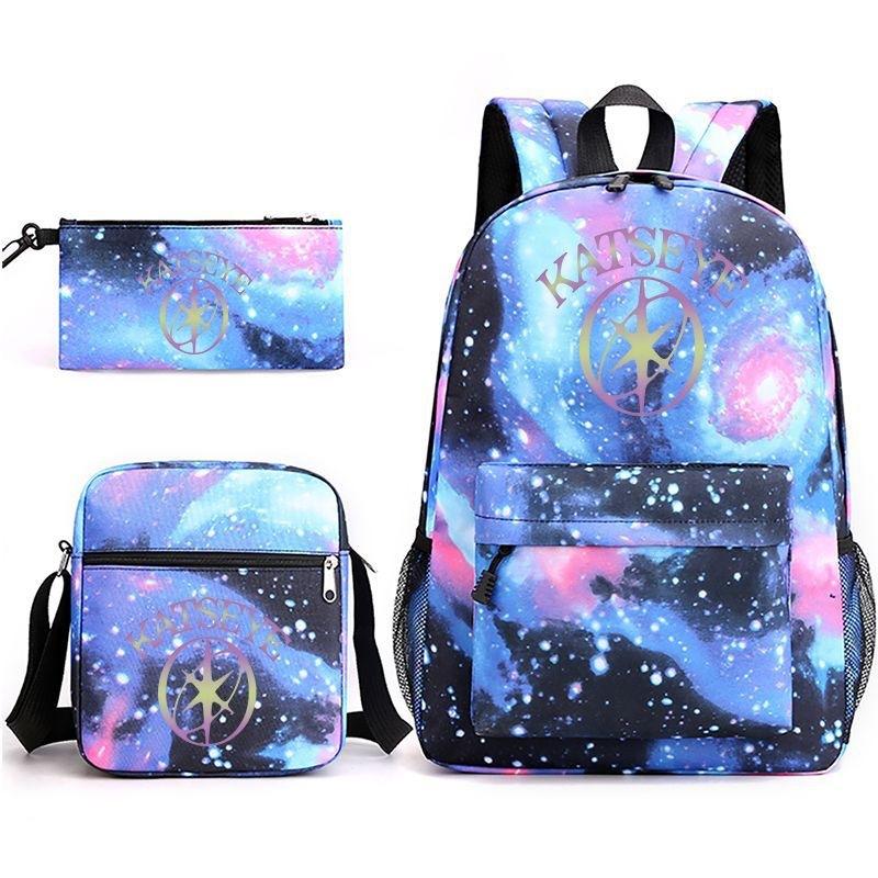 Zaino Katseye con Stampa K-Pop Borsa a Spalla Astuccio Set da 3 Pezzi Set Multifunzionale per Scuola e Viaggio