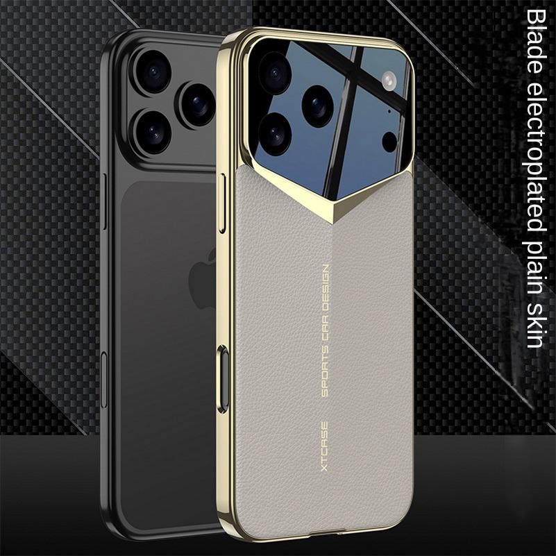 Leather Ultra-Thin Camera Height Enhancement Lens Phone Case for iPhone 17 Pro Max iPhone17 Pro Camera Protect Cover